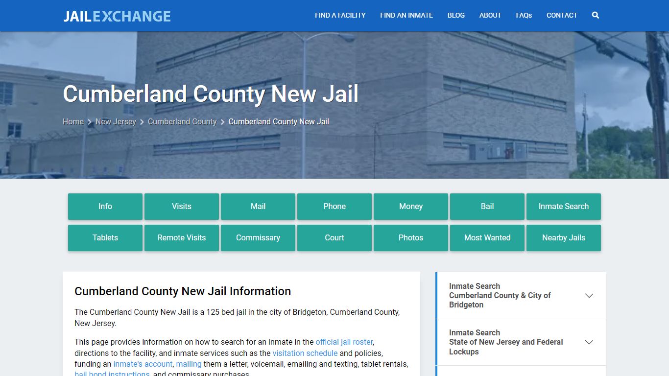 Cumberland County New Jail, NJ Inmate Search, Information